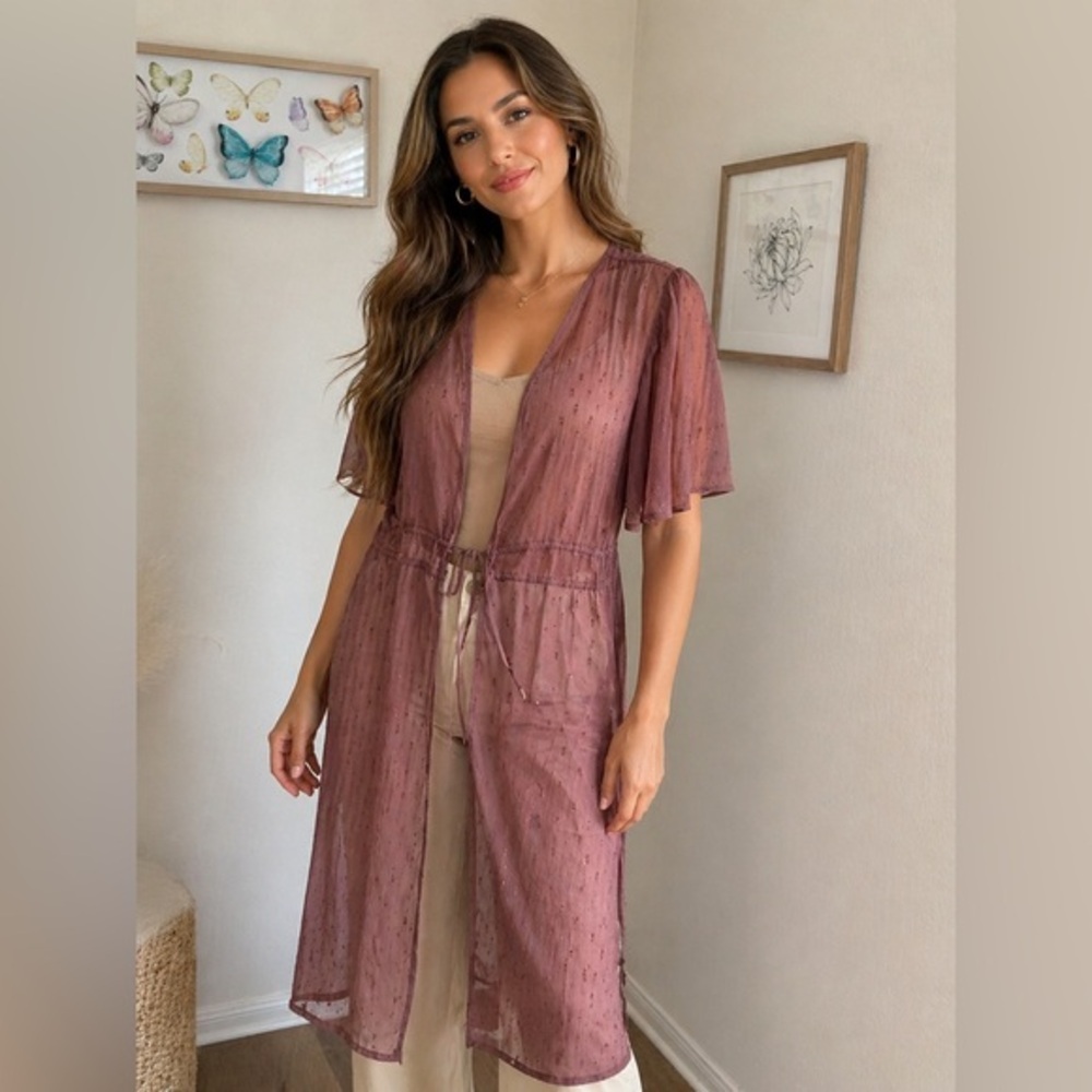 Maurices Sheer Duster Cardigan Mauve S